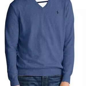 Polo Ralph Lauren V-Neck Pima Cotton Sweater in Blue Men’s Large